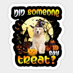 Golden Retriever Did Someone Say Treat Happy Halloween Sticker